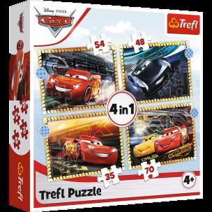 Puzzle 4w1 Do startu, gotowi, start! Cars 3 34608. Wydawca: Trefl PAP. Multiszop.pl Opakowanie Puzzle 4w1 Do startu, gotowi, start! Cars 3 34608
