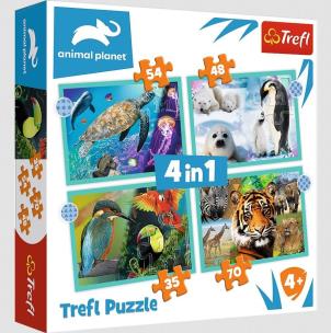 Opakowanie Puzzle 4w1 Tajemniczy świat zwierząt 34382