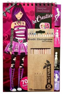 Opakowanie Zestaw malowanka kreatywna Stylistka z naklejkami + 12 kredek
