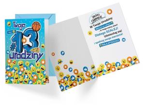 Opakowanie Karnet PR-336 Urodziny 13 chłopiec