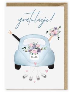 Opakowanie Kartka ślubna, eko koperta Samochód ślubny K108