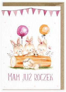 Opakowanie Kartka urodzinowa Roczek Zajączki K114