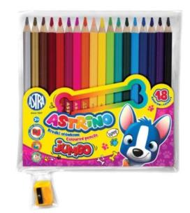 Opakowanie Kredki ołówkowe Jumbo 18 kol + temperówka Astrino