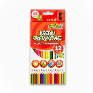 Opakowanie Kredki ołówkowe Penmate kolori premium trójkątne 12+2 kolory z temperówką