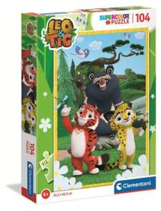 Puzzle 104 Super kolor Leo i Tig. Wydawca: Clementoni. Multiszop.pl Opakowanie Puzzle 104 Super kolor Leo i Tig