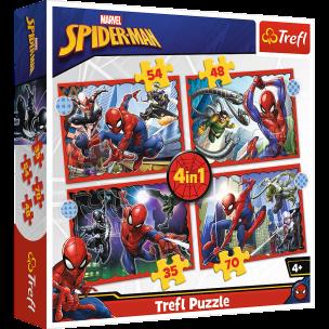 Puzzle 4w1 Bohaterski SpiderMan 34384. Wydawca: Trefl PAP. Multiszop.pl Opakowanie Puzzle 4w1 Bohaterski SpiderMan 34384