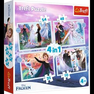 Puzzle 4w1 Magia w lesie Frozen 2 34398. Wydawca: Trefl PAP. Multiszop.pl Opakowanie Puzzle 4w1 Magia w lesie Frozen 2 34398