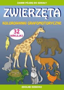 Zwierzęta kolorowanki grafomotoryczne. Autor: Guzowska Beata, Tina Zakierska. Multiszop.pl Okładka książki Zwierzęta kolorowanki grafomotoryczne