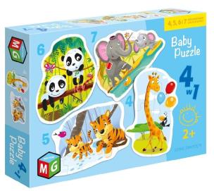 Baby Puzzle 4w1 Dzikie zwierzęta. Wydawca: MULTIGRA. Multiszop.pl Opakowanie Baby Puzzle 4w1 Dzikie zwierzęta
