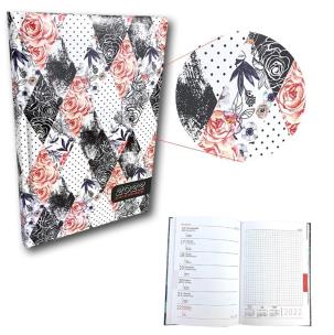 Opakowanie Kalendarz 2022 A5 tygodniowy UV Róże w rombach