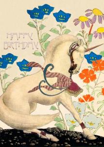 Opakowanie Karnet B6 brokat z kopertą Urodziny Jednorożec