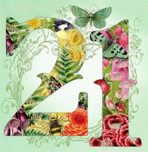 Opakowanie Karnet kwadrat z kopertą Urodziny 21