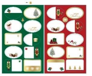 Opakowanie Naklejki do podpisywania prezentów / 2 arkusze. Czerwony/zielony