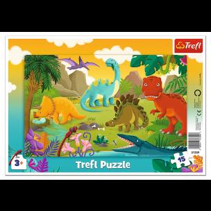 Opakowanie Puzzle 15 Ramkowe Dinozaury 31359