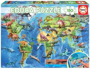 Opakowanie Puzzle 150 Mapa świata dla dzieci (Dinozaury) G3