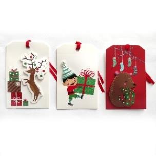 Opakowanie Tagi do podpisywania prezentów z dekoracją 3D - kpl.6szt.