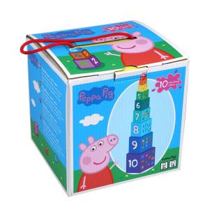 Wieża Kartonowa Piramida Świnka Peppa 10 klocków. Wydawca: Barbo Toys. Multiszop.pl Opakowanie Wieża Kartonowa Piramida Świnka Peppa 10 klocków