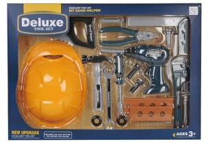 Opakowanie Zestaw narzędzie z kaskiem i wiertarką 18el