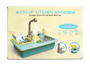 Opakowanie Zlew z naczyniami z lejącą wodą