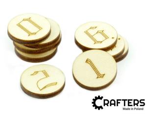 Opakowanie Znaczniki drewniane okgrągłe cyfry 22x3mm 10szt