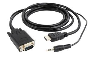 Opakowanie Adapter GEMBIRD A-HDMI-VGA-03-6 (HDMI M - D-Sub (VGA), Jack stereo 3,5 mm M; 1,8m; kolor czarny)