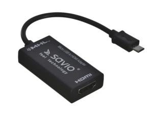 Opakowanie Adapter SAVIO cl-32 (MHL, Micro USB M - HDMI F; 0,10m; kolor czarny)