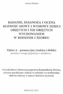 Okładka książki Badanie mowy pakiet A - promoc. rodzice i żłobki..