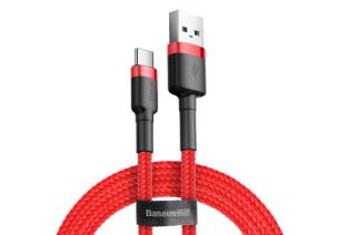 Okładka książki BASEUS KABEL USB- USB-C CATKLF-BG1 1M SZARY + CZERWONY