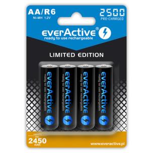 Opakowanie EVERACTIVE AKUMULATORKI AA/R6 NI-MH 2500 MAH READY TO USE - 4 SZTUKI, EDYCJA LIMITOWANA EVHRL6-2500