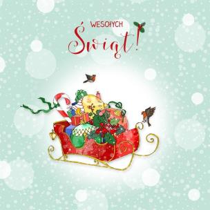 Opakowanie Karnet Swarovski kwadrat CL3507_PO Święta Sanie