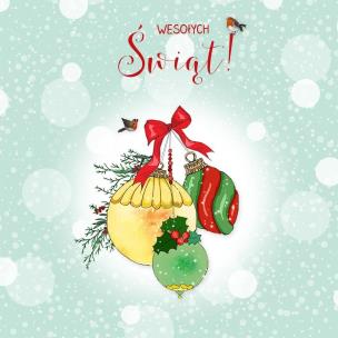 Opakowanie Karnet Swarovski kwadrat CL3511_PO Święta Bombki