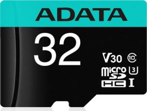 Opakowanie Karta pamięci z adapterem ADATA AUSDH32GUI3V30SA2-RA1 (32GB; Class 10, V30; + adapter)