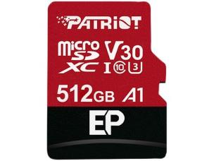 Opakowanie Karta pamięci z adapterem Patriot Memory EP Pro PEF512GEP31MCX (512GB; Class 10, Class A1, Class U3, V30; Adapter, Karta pamięci)