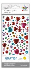 Opakowanie Kryształki samoprzylepne serca, okrągłe mix 109szt
