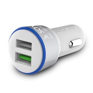 Okładka książki Ładowarka samochodowa do smartfona SAVIO Quick Charge 3.0 SA-06/W (2400 mA, 3000 mA; USB)