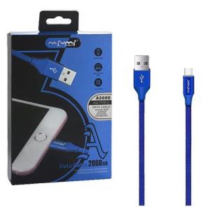 Opakowanie NAFUMI KABEL USB TYP-C 3A NAFUMI NIEBIESKI 3000MAH QUICK CHARGER QC 3.0 2M NFM-A3000 NFM-A3000 NIEIESKI