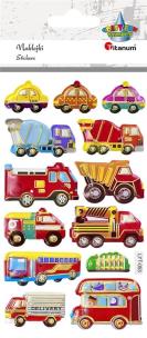 Opakowanie Naklejki wypukłe miękkie pojazdy mix 13szt