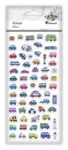 Opakowanie Naklejki wypukłe miękkie pojazdy, znaki mix 62szt