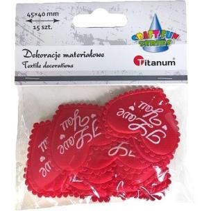 Opakowanie Ozdoba materiałowa serca I Love You czerwone 15szt