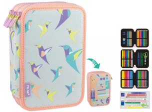 Opakowanie Piórnik 3-poziomowy z wyposażeniem Milan SUGAR COLIBRI PASTEL szaro-różowy