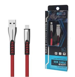 Opakowanie SOMOSTEL KABEL USB IPHONE 2.4A CZERWONY 2400MAH QUICK CHARGER QC 3.0 1M POWERLINE METALOWE WTYKI BW02