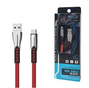 Opakowanie SOMOSTEL KABEL USB TYP-C 2.4A CZERWONY 2400MAH QUICK CHARGER QC 3.0 1M POWERLINE METALOWE WTYKI BW02