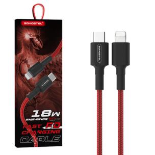 Opakowanie SOMOSTEL KABEL USB TYP-C 3.6A CZERWONY 18W 1M POWER DELIVERY SMS-BW05 PD TYPC-TYPC RED SMS-BW05