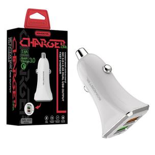 Opakowanie SOMOSTEL ŁADOWARKA SAMOCHODOWA QC 3A+2.1A BIAŁA