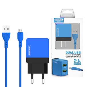 Opakowanie SOMOSTEL ŁADOWARKA SIECIOWA 2100MAH 2XUSB USB-C NIEBIESKA SMS-A53N