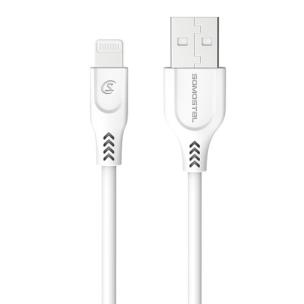 Opakowanie SOMOSTEL ŁADOWARKA SIECIOWA 2A + KABEL IPHONE BIAŁA SOMOSTEL 2100MAH 2XUSB DUAL SMS-A13 SMS-A13