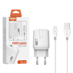 Opakowanie SOMOSTEL ŁADOWARKA SIECIOWA 3A + KABEL IPHONE BIAŁA 18W 3000MAH SMSQ02 WHITE
