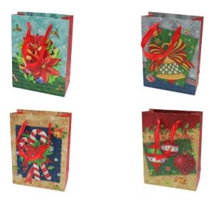 Opakowanie Torba prezentowa świąteczna Brokat 23,5x17,5x8 mix