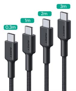 Okładka książki AUKEY CB-CD37 ZESTAW 4 SZT. KABLI USB-C 3A 60W 20V