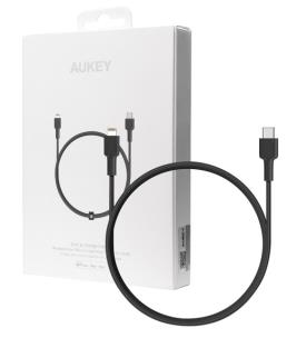 Opakowanie AUKEY CB-CL1 NYLON KABEL USB-C LIGHTNING 1.2M